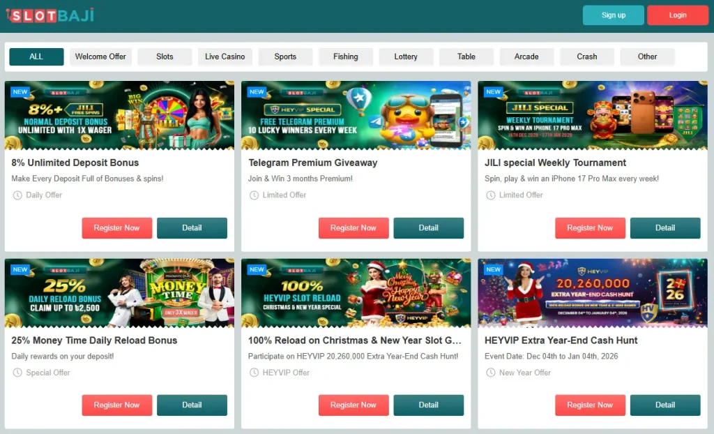SlotBaji Bonuses, Promotions & VIP Program